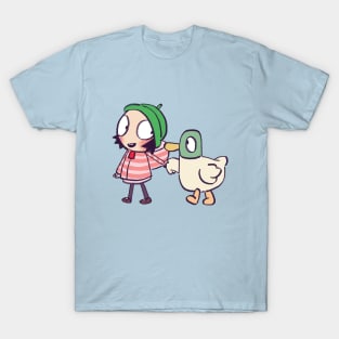 sarah and duck holding hands / children cartoon T-Shirt